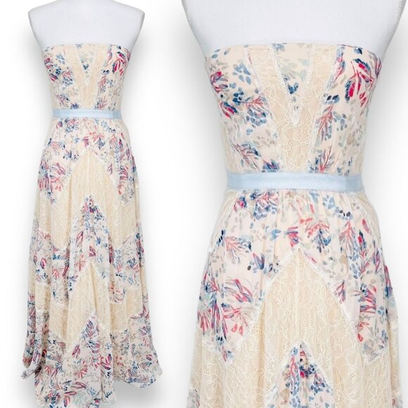 BCBGMaxAzria Dresses & Skirts - NWT BCBGMAXAZRIA Womens Full Length Strapless Floral Lace Elle Dress 0